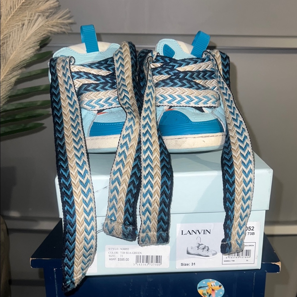 Lanvin Blue Sneakers Modern Design Chevron Pattern